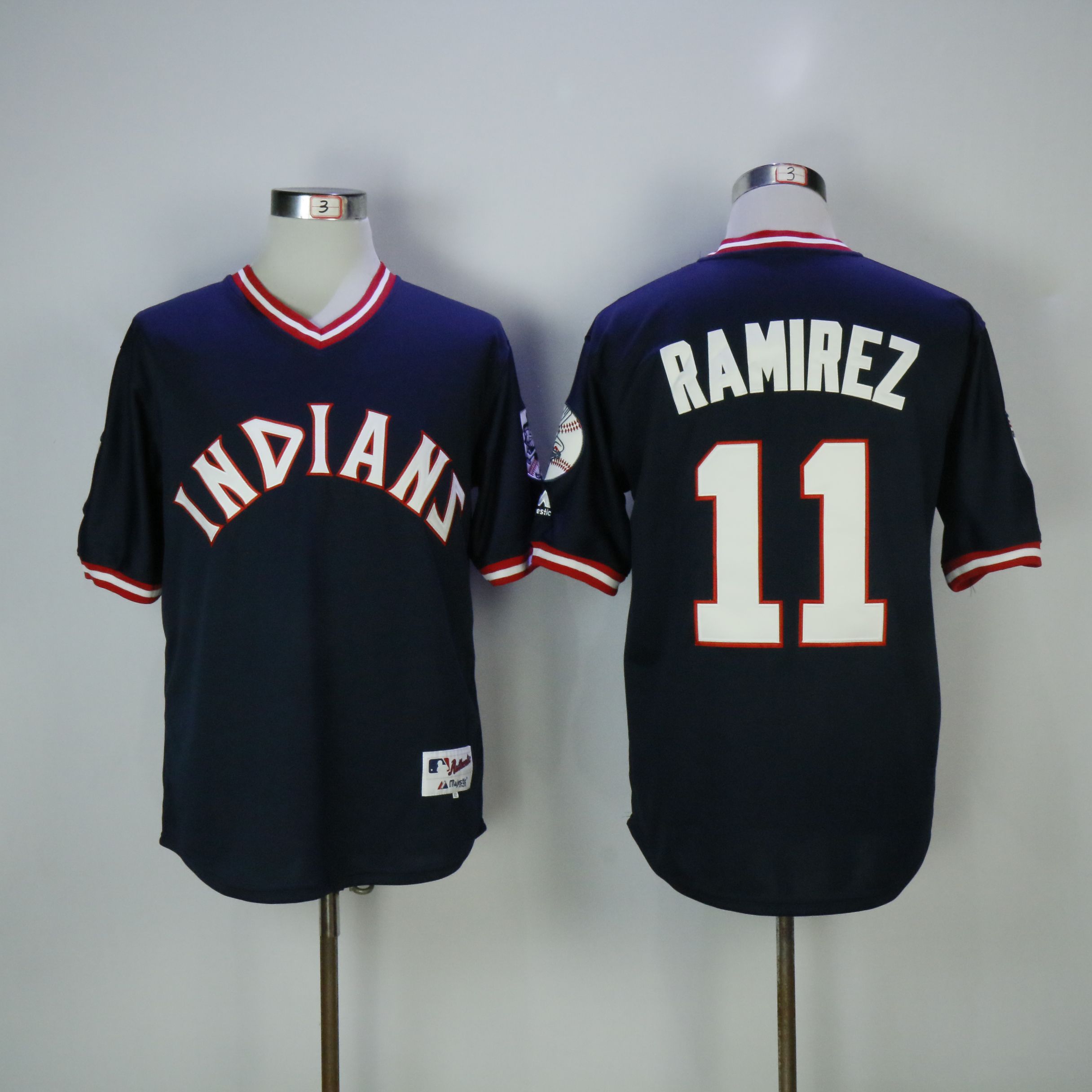 Men Cleveland Indians 11 Ramirez Blue MLB Jerseys